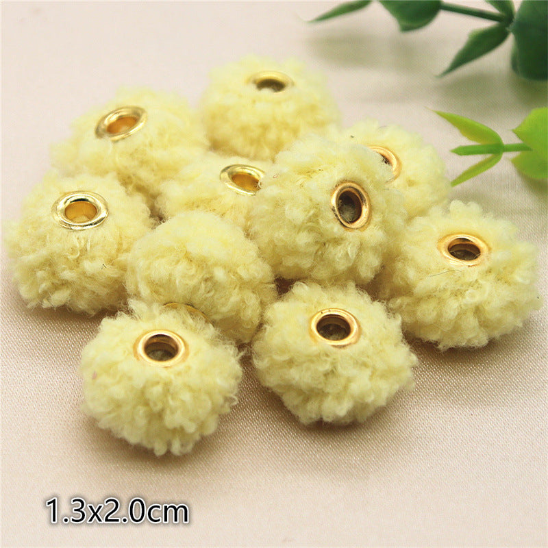 Wholesale 10PCS Straight Hole Teddy Fur Ball Beads Loose Beads Fabric Accessories